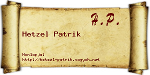 Hetzel Patrik névjegykártya